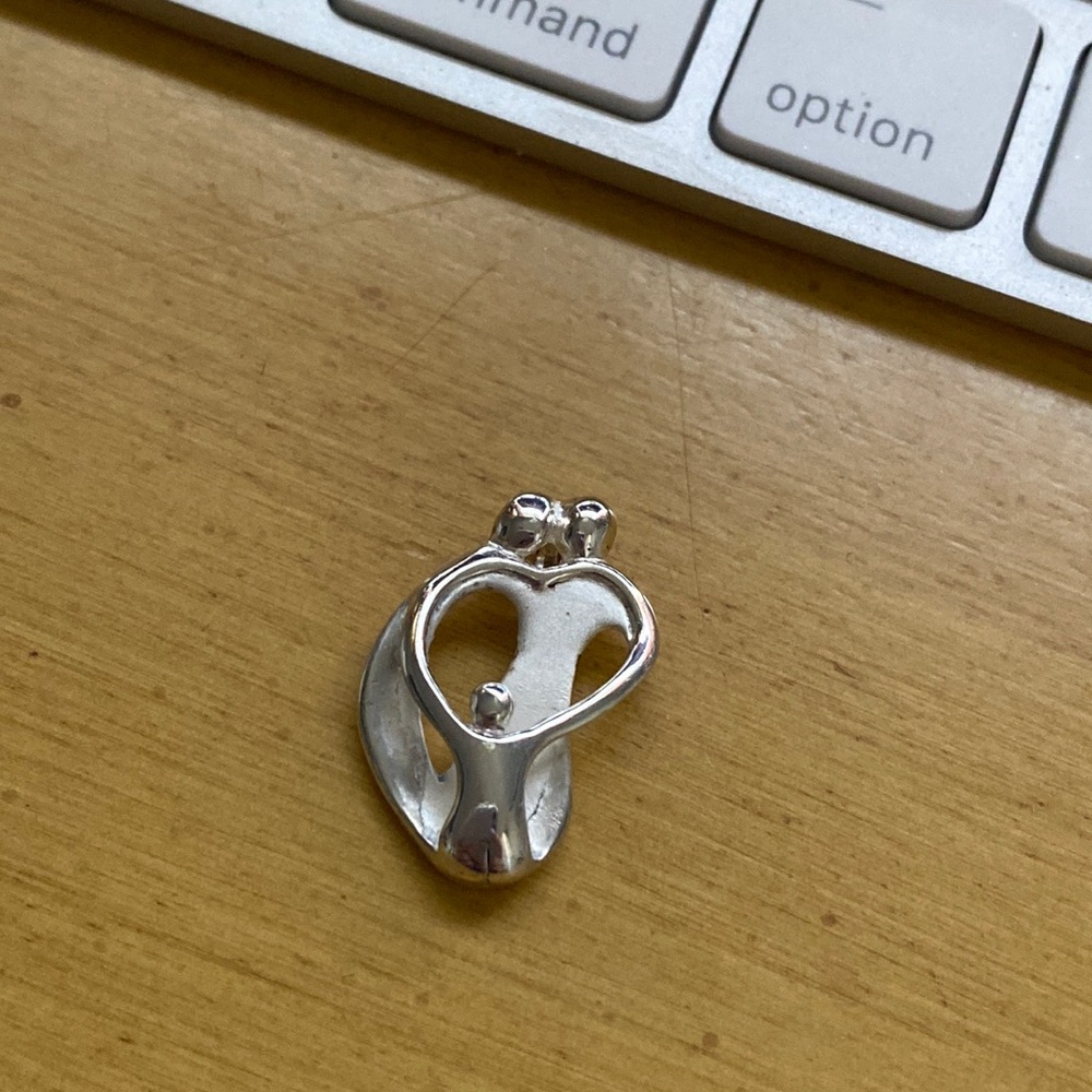 Sterling Silver Two Parents One Child Pendant Charm